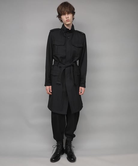 STAND COLLAR MILITARY COAT/BLACK