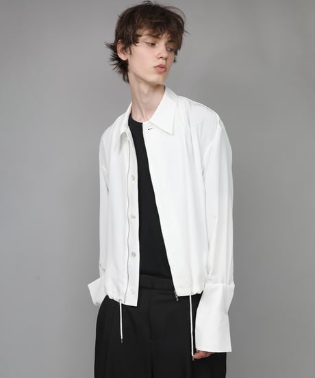 DOUBLE CUFFS ZIP SHIRT/WHITE