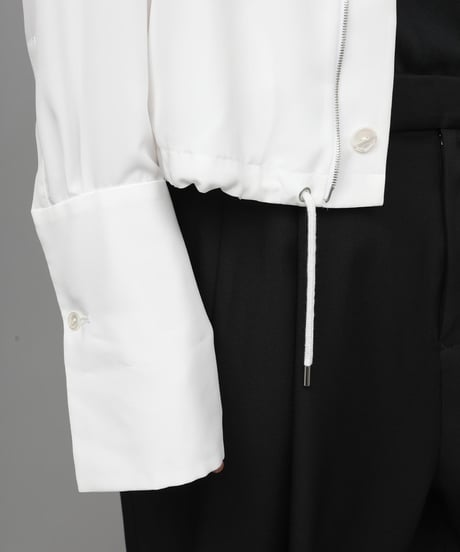 DOUBLE CUFFS ZIP SHIRT/WHITE