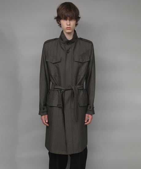 STAND COLLAR MILITARY COAT/KHAKI