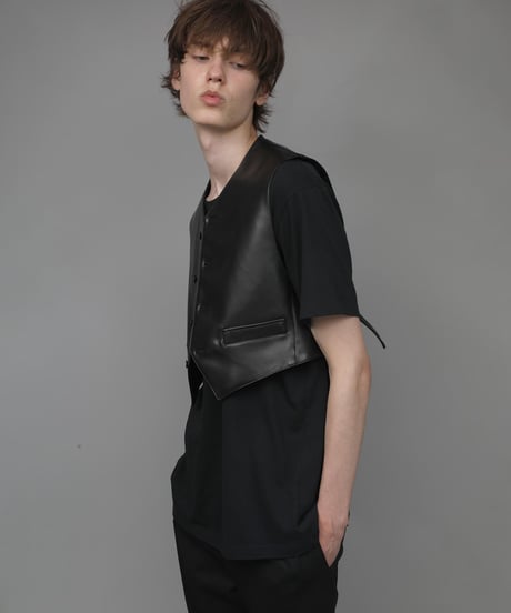 SYNTHETIC LEATHER VEST/BLACK