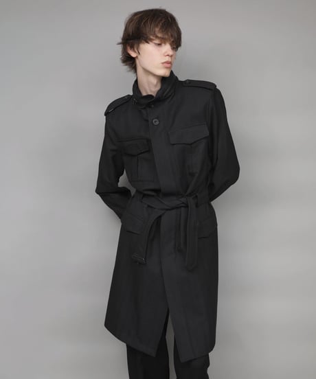 STAND COLLAR MILITARY COAT/BLACK