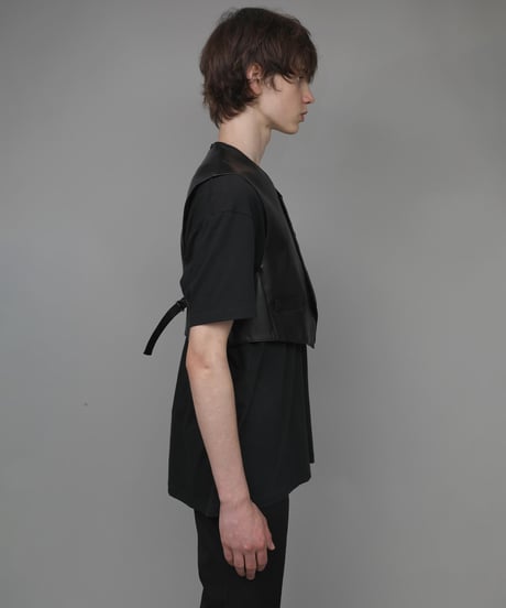 SYNTHETIC LEATHER VEST/BLACK