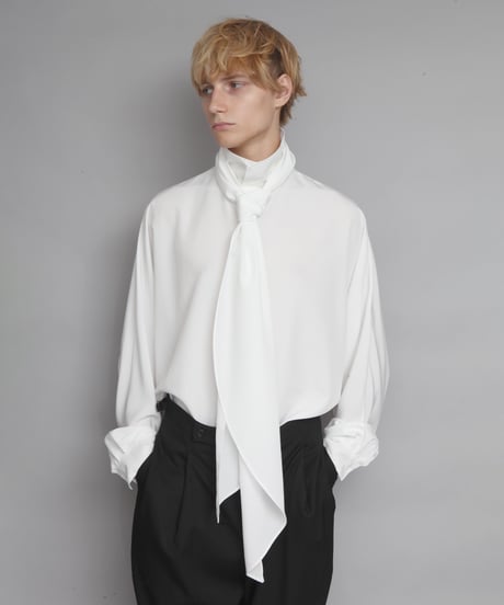 Crepe de Chine SCARF SHIRTS/WHITE