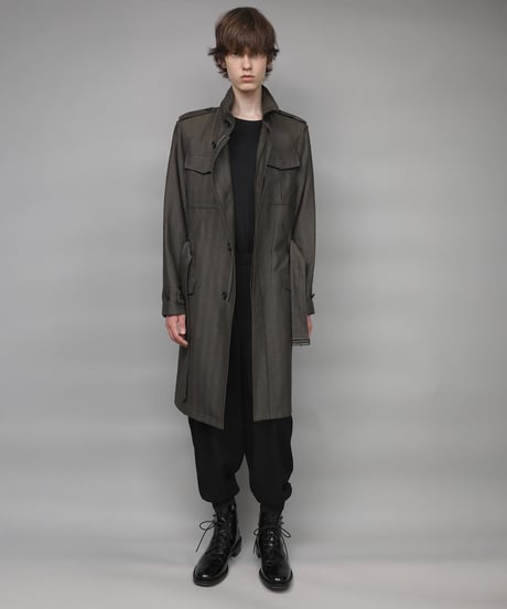 STAND COLLAR MILITARY COAT/KHAKI
