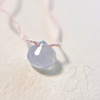 38cmネックレス（シルク・薄いピンク）ブルーカルセドニー