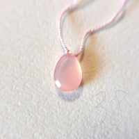 38cmネックレス（シルク・薄いピンク）ピンクカルセドニー