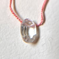 38cmネックレス（シルク・サーモンピンク）グリーンアメジスト
