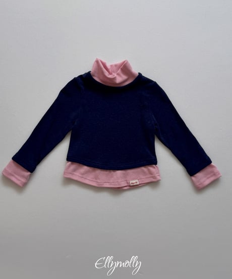 【Ellymolly】【予約商品】layered highneck tops【70-130cm】