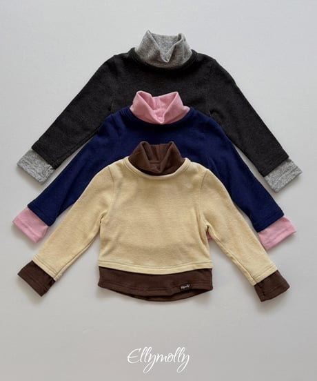 【Ellymolly】【予約商品】layered highneck tops【70-130cm】