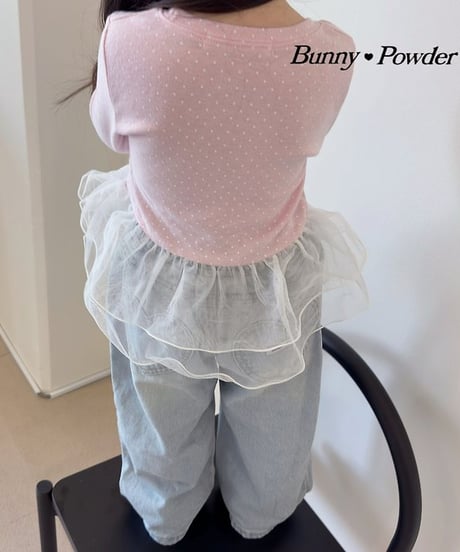 【BUNNY POWDER】【予約商品】dot tulle long tee【90-150cm】