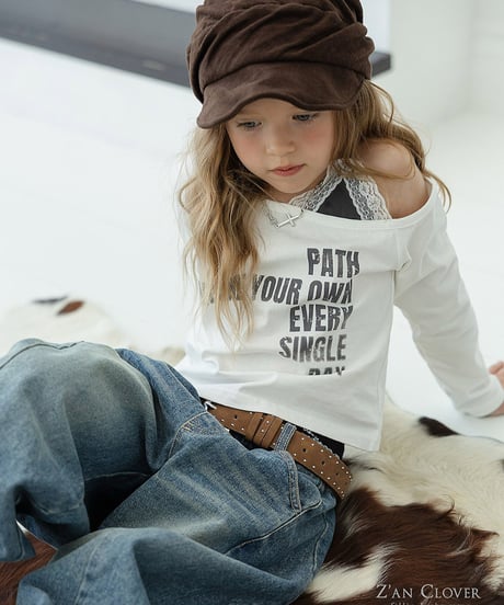 【ZANCLOVER】【予約商品】lace offshoulder camisole long tee【70-150cm】