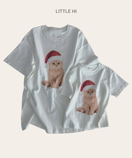 【LITTLE HI】【予約商品】Santa cat tee【80-120cm】【MOM】