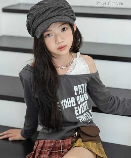 【ZANCLOVER】【予約商品】lace offshoulder camisole long tee【70-150cm】