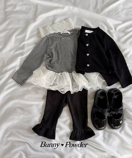 【BUNNY POWDER】【予約商品】border tulle long tee【90-150cm】