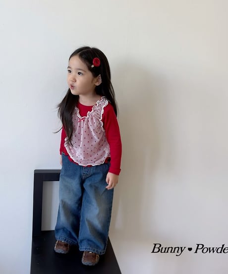 【BUNNY POWDER】【予約商品】mellow heart dot layered tank【90-150cm】