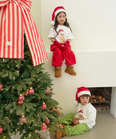 【LITTLE HI】【予約商品】Santa cat tee【80-120cm】【MOM】