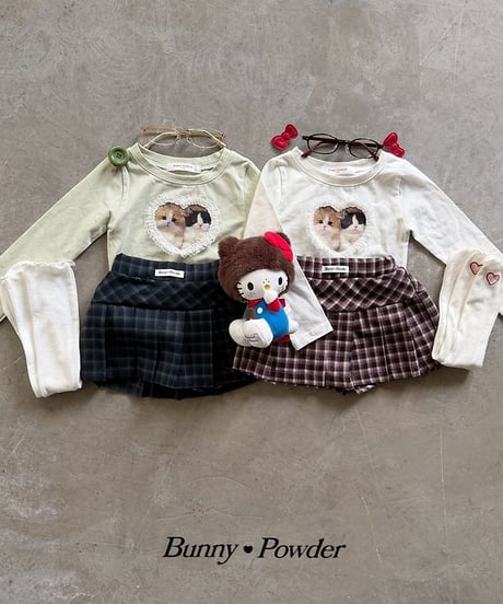 【BUNNY POWDER】【予約商品】check pleats skirt【90-150cm】