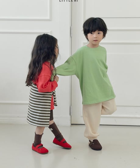 【LITTLE HI】【予約商品】Simple color long tee【80-120cm】