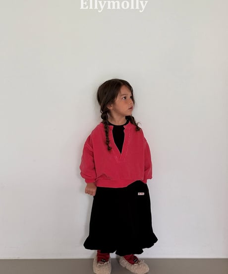 【ELLYMOLLY】【予約商品】Vneck pigment pullover【80-150cm】