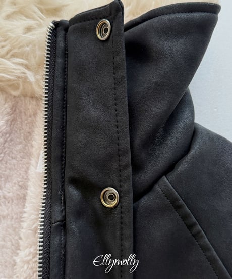 【Ellymolly】【予約商品】leather boa blouson【80-150cm】
