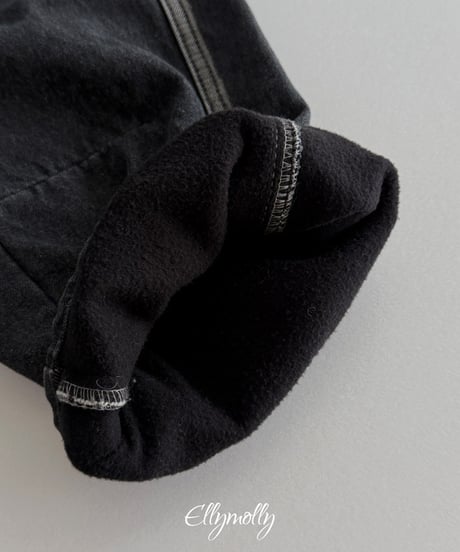 【Ellymolly】【予約商品】裏起毛wide denim pants