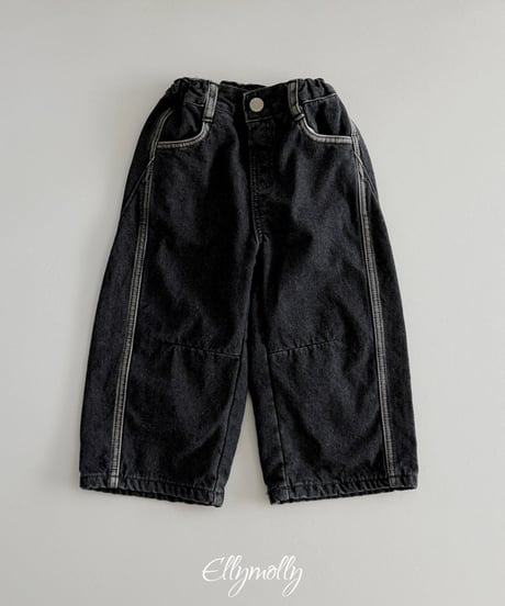 【Ellymolly】【予約商品】裏起毛wide denim pants