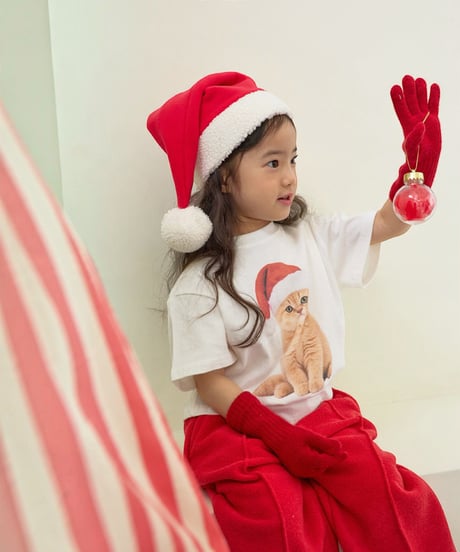 【LITTLE HI】【予約商品】Santa cat tee【80-120cm】【MOM】