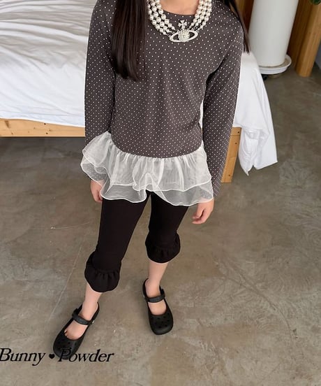 【BUNNY POWDER】【予約商品】dot tulle long tee【90-150cm】