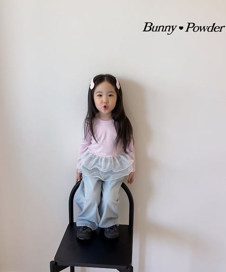 【BUNNY POWDER】【予約商品】dot tulle long tee【90-150cm】