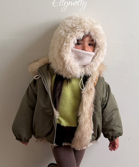 【Ellymolly】【予約商品】fur military jacket【80-130cm】