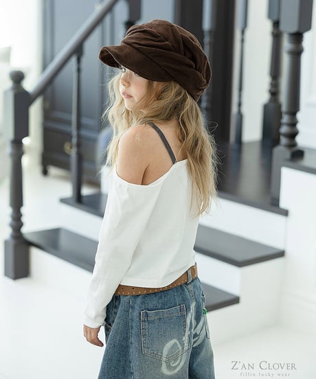 【ZANCLOVER】【予約商品】lace offshoulder camisole long tee【70-150cm】