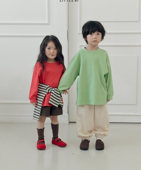 【LITTLE HI】【予約商品】Simple color long tee【80-120cm】