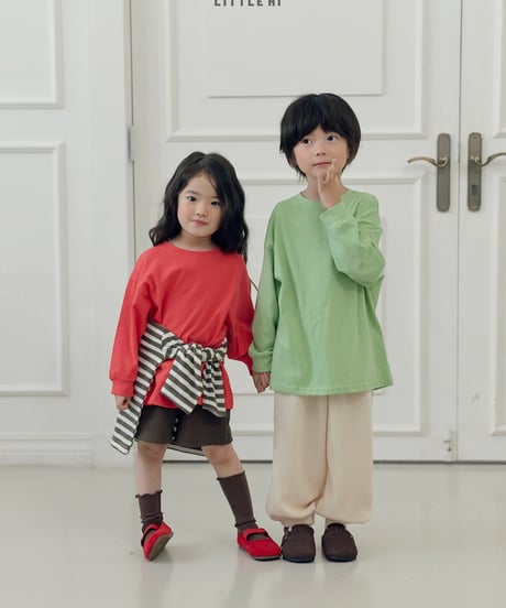 【LITTLE HI】【予約商品】Simple color long tee【80-120cm】