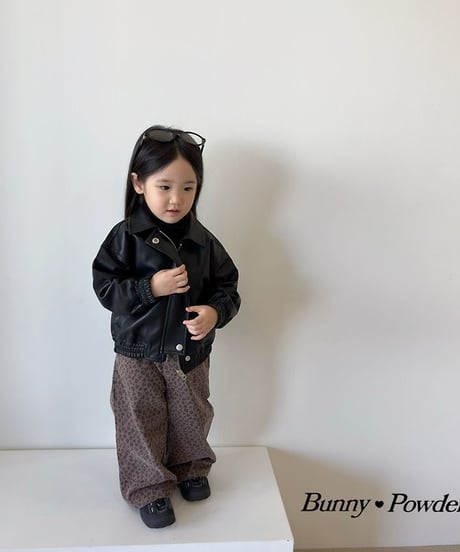 【BUNNY POWDER】【予約商品】leopard wide denim pants【90-150cm】