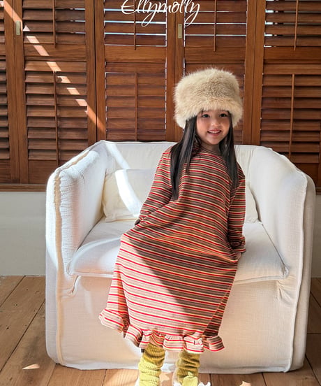 【Ellymolly】【予約商品】multi border long one-piece【70-130cm】