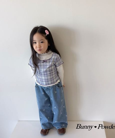 【BUNNY POWDER】【予約商品】mellow check tee【90-150cm】