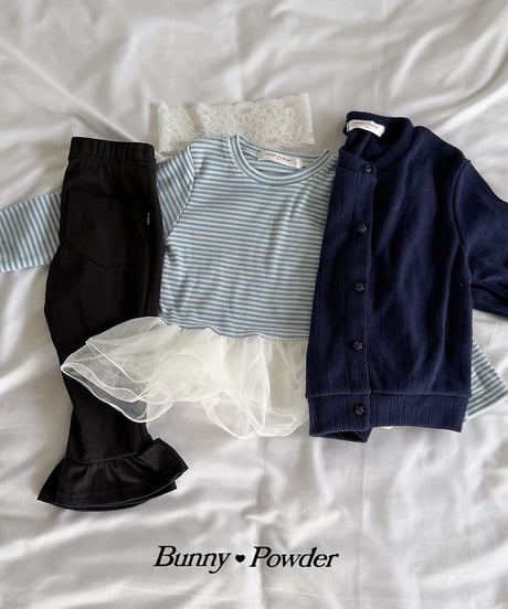 【BUNNY POWDER】【予約商品】border tulle long tee【90-150cm】