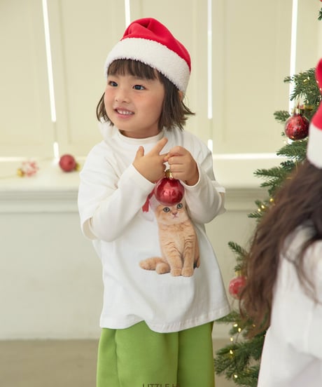 【LITTLE HI】【予約商品】Santa cat tee【80-120cm】【MOM】