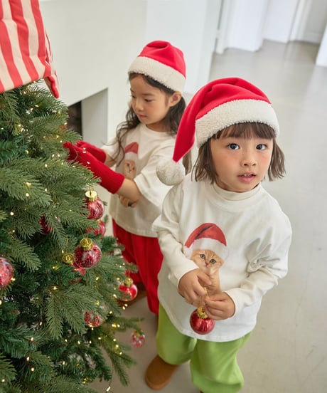 【LITTLE HI】【予約商品】Santa cat tee【80-120cm】【MOM】