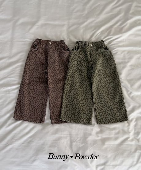 【BUNNY POWDER】【予約商品】leopard wide denim pants【90-150cm】