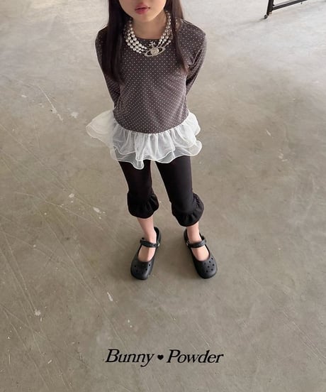 【BUNNY POWDER】【予約商品】dot tulle long tee【90-150cm】