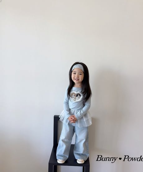 【BUNNY POWDER】【予約商品】frill heart cat long tee【90-150cm】