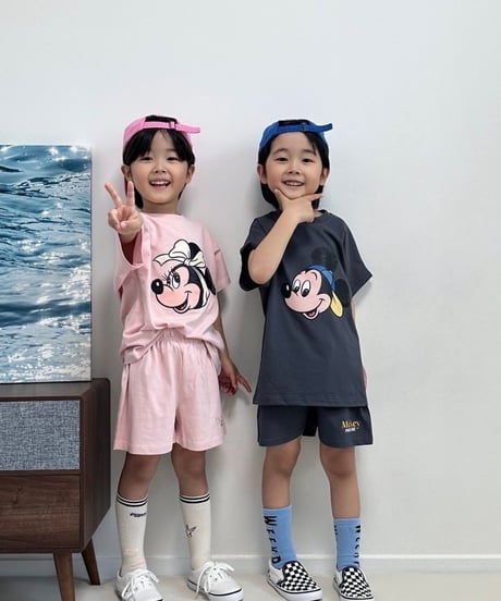 【数量限定価格】Mickey＆Minnie face tee setup【90-120cm】