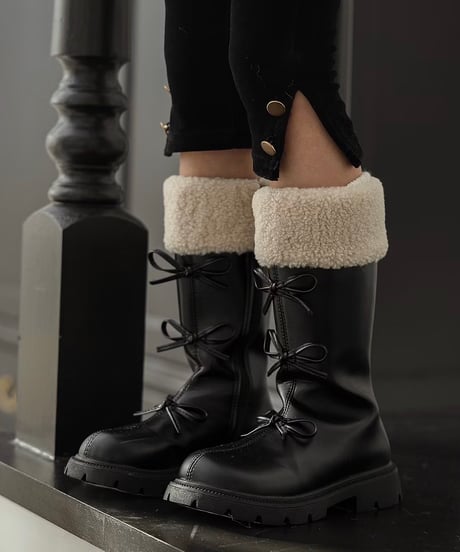 【ZANCLOVER】【予約商品】ribbon boa boots【16-22cm】