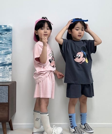 【数量限定価格】Mickey＆Minnie face tee setup【90-120cm】