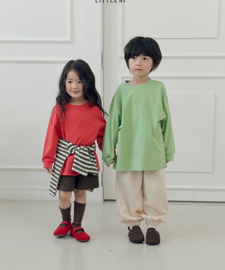 【LITTLE HI】【予約商品】Simple color long tee【80-120cm】