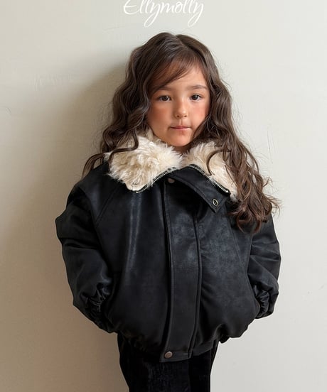 【Ellymolly】【予約商品】leather boa blouson【80-150cm】