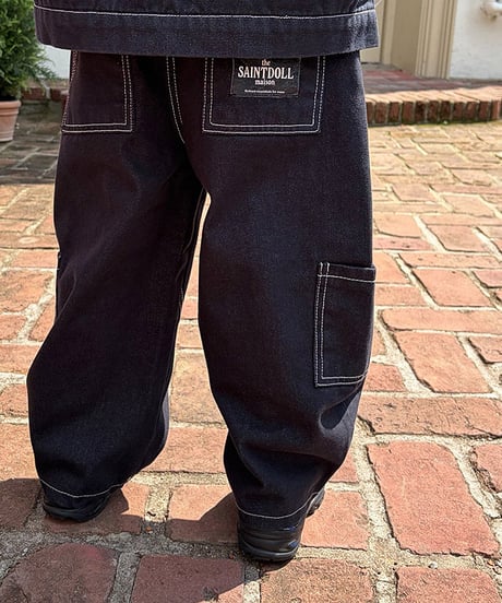 【saont doll】【予約商品】stitch denim set up-pants-【90-150cm】