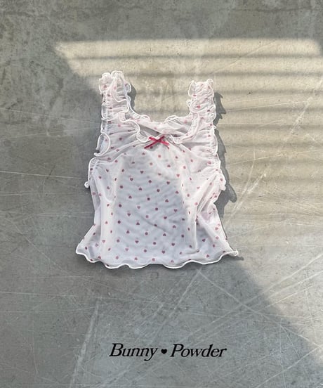 【BUNNY POWDER】【予約商品】mellow heart dot layered tank【90-150cm】